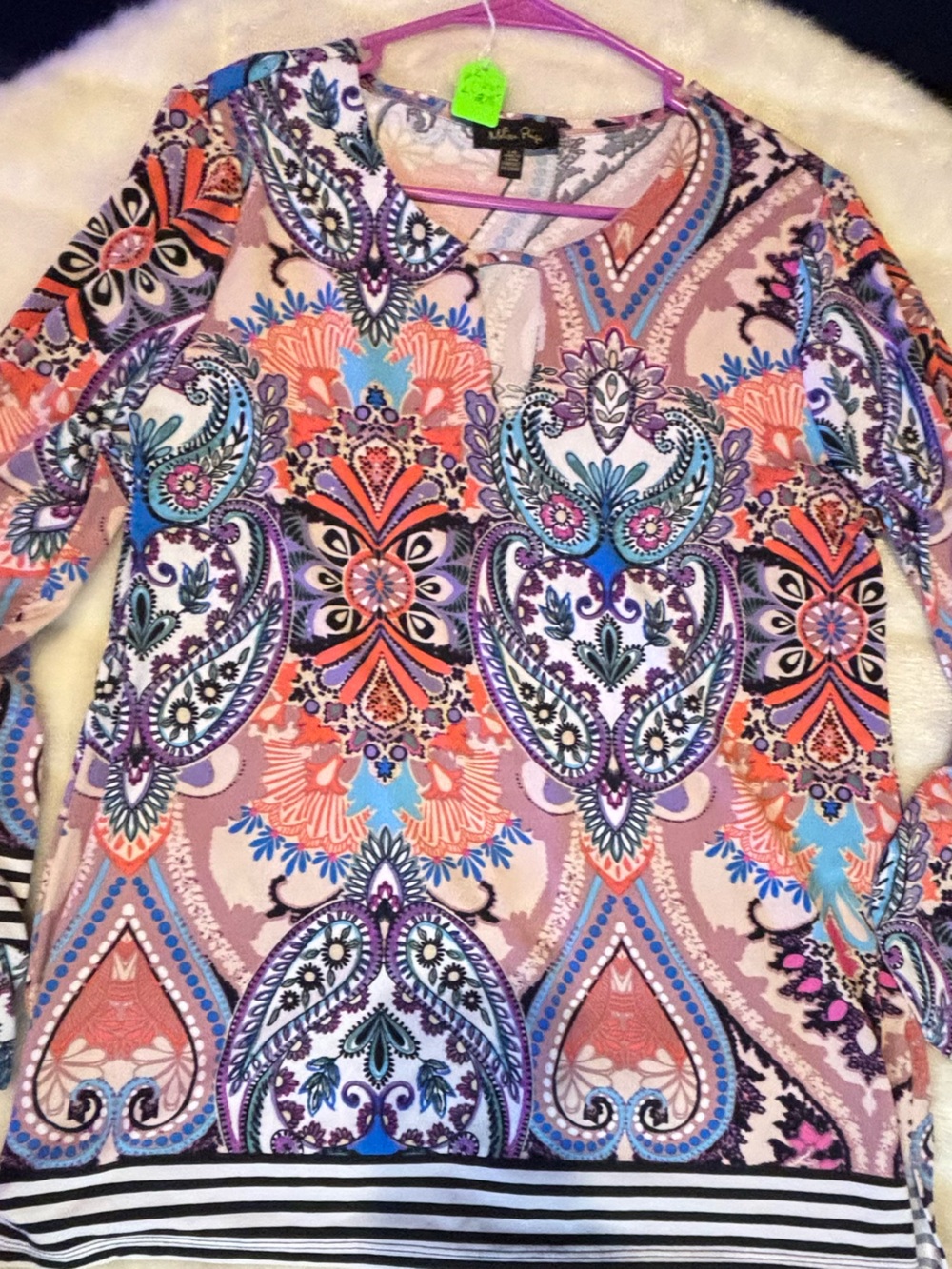 Melissa Paige Multicolor Paisley Print Top in Pink Blue Purple